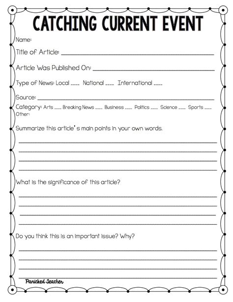 Aug 2, 2023 · Teach current events with these free worksheets from The Week Junior, a kid-friendly, unbiased current events news source. Choose from article summary worksheets, news accuracy worksheets, and a fun activity to help students evaluate news articles. 